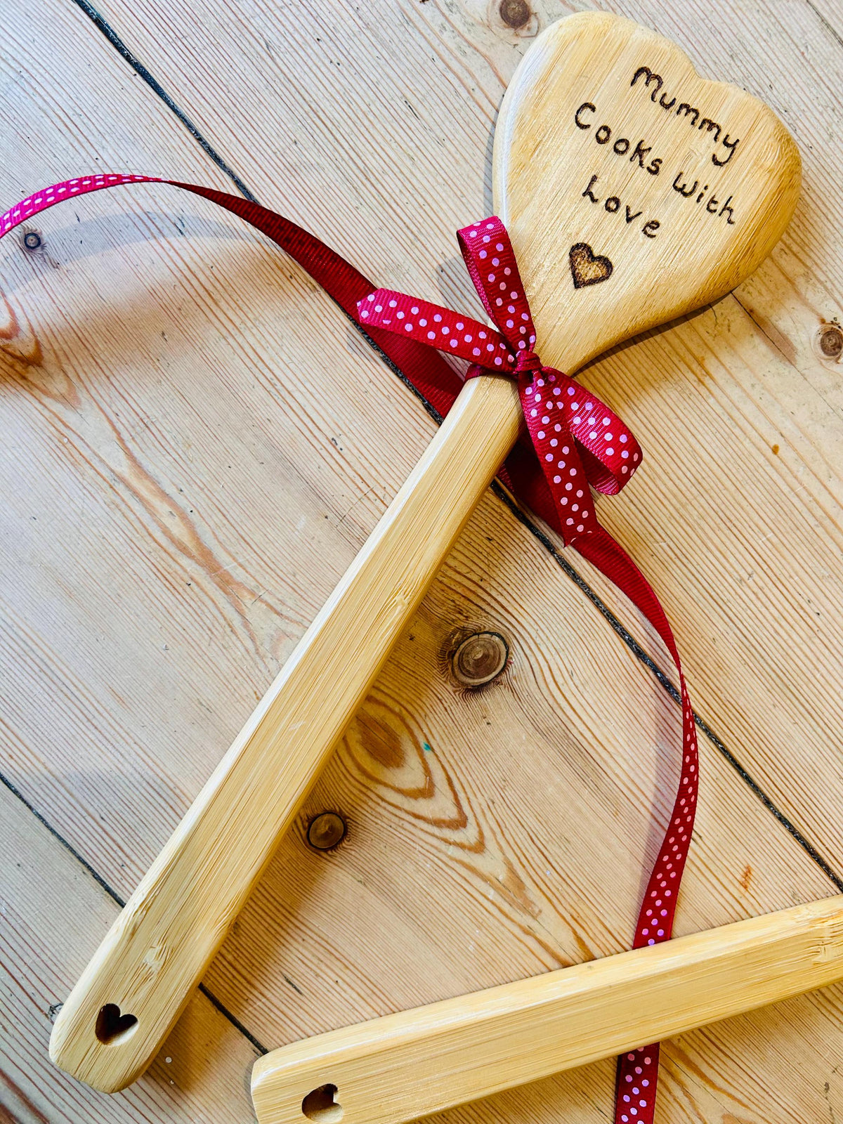 Personalised wooden heart spoon