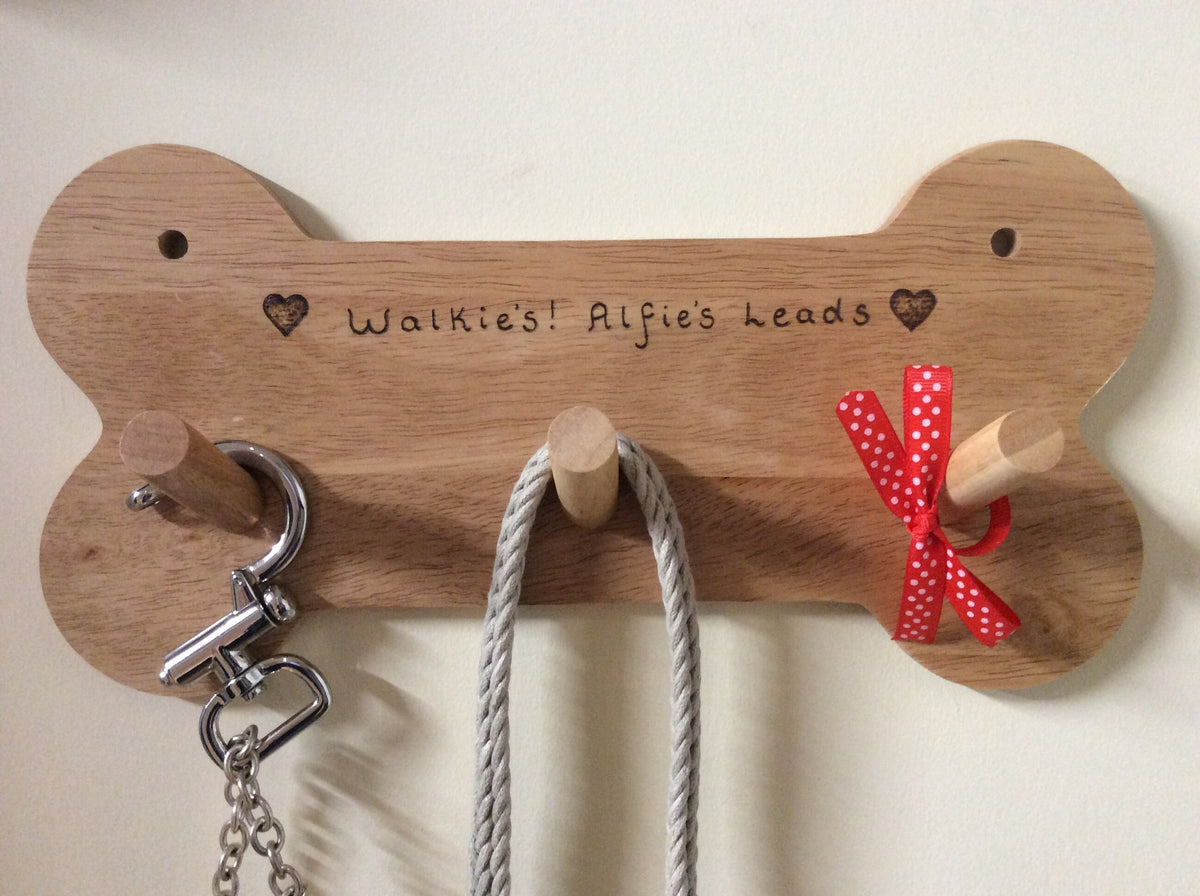 Personalised Bone shaped Dog Lead Hooks / Hanger / Coat Hanger