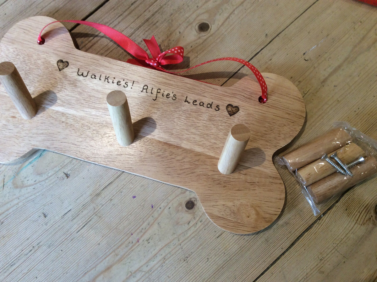 Personalised Bone shaped Dog Lead Hooks / Hanger / Coat Hanger
