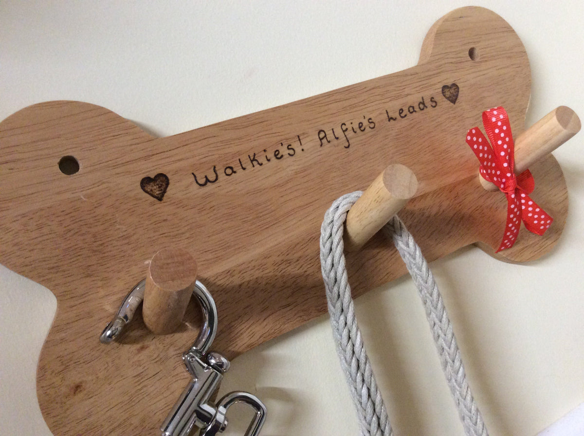 Personalised Bone shaped Dog Lead Hooks / Hanger / Coat Hanger