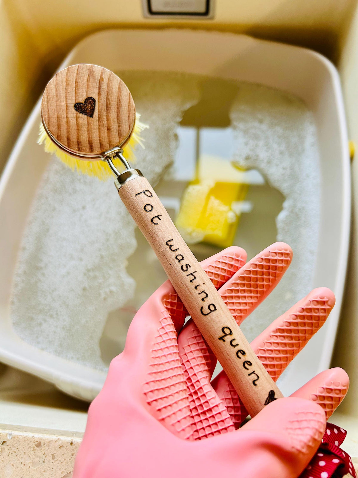 Personalised pot washing spring clean hand brush