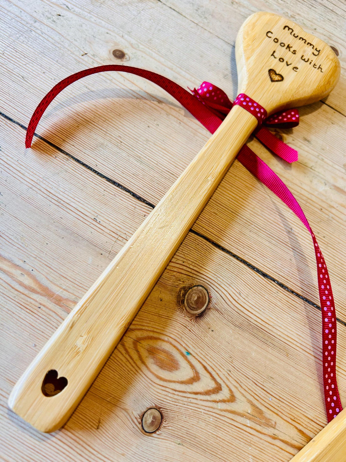 Personalised wooden heart spoon