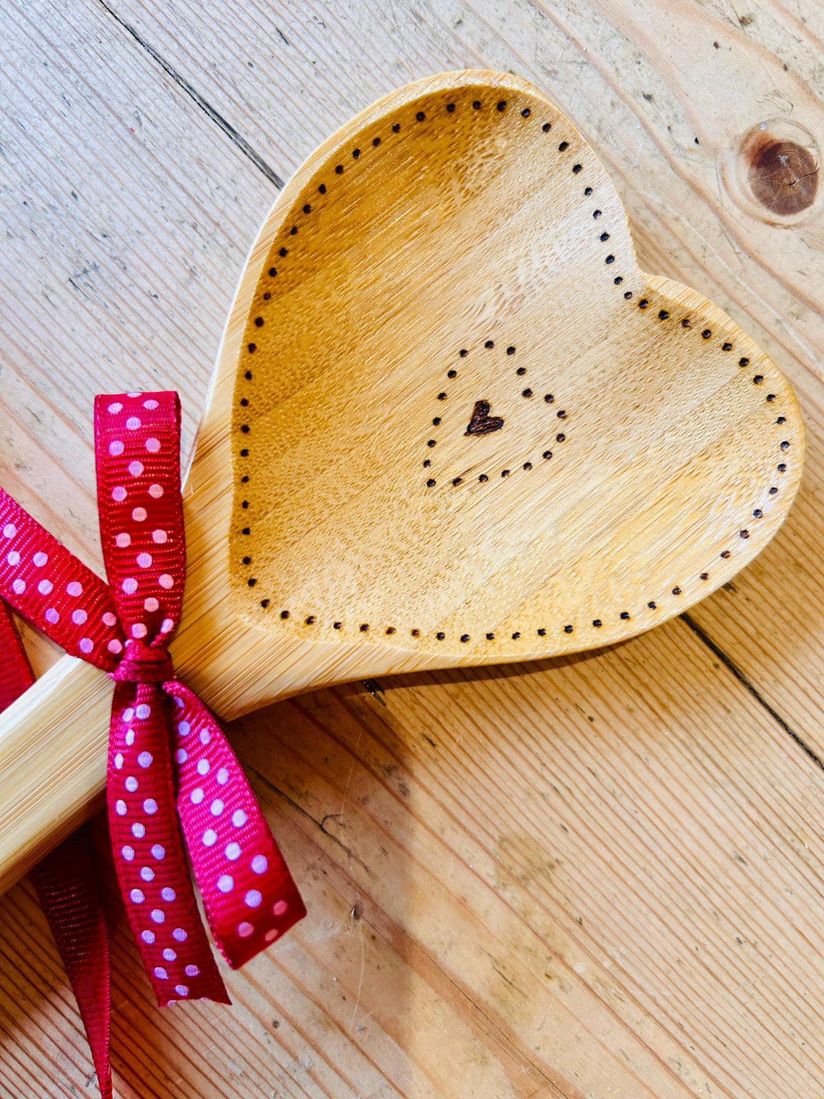 Personalised wooden heart spoon
